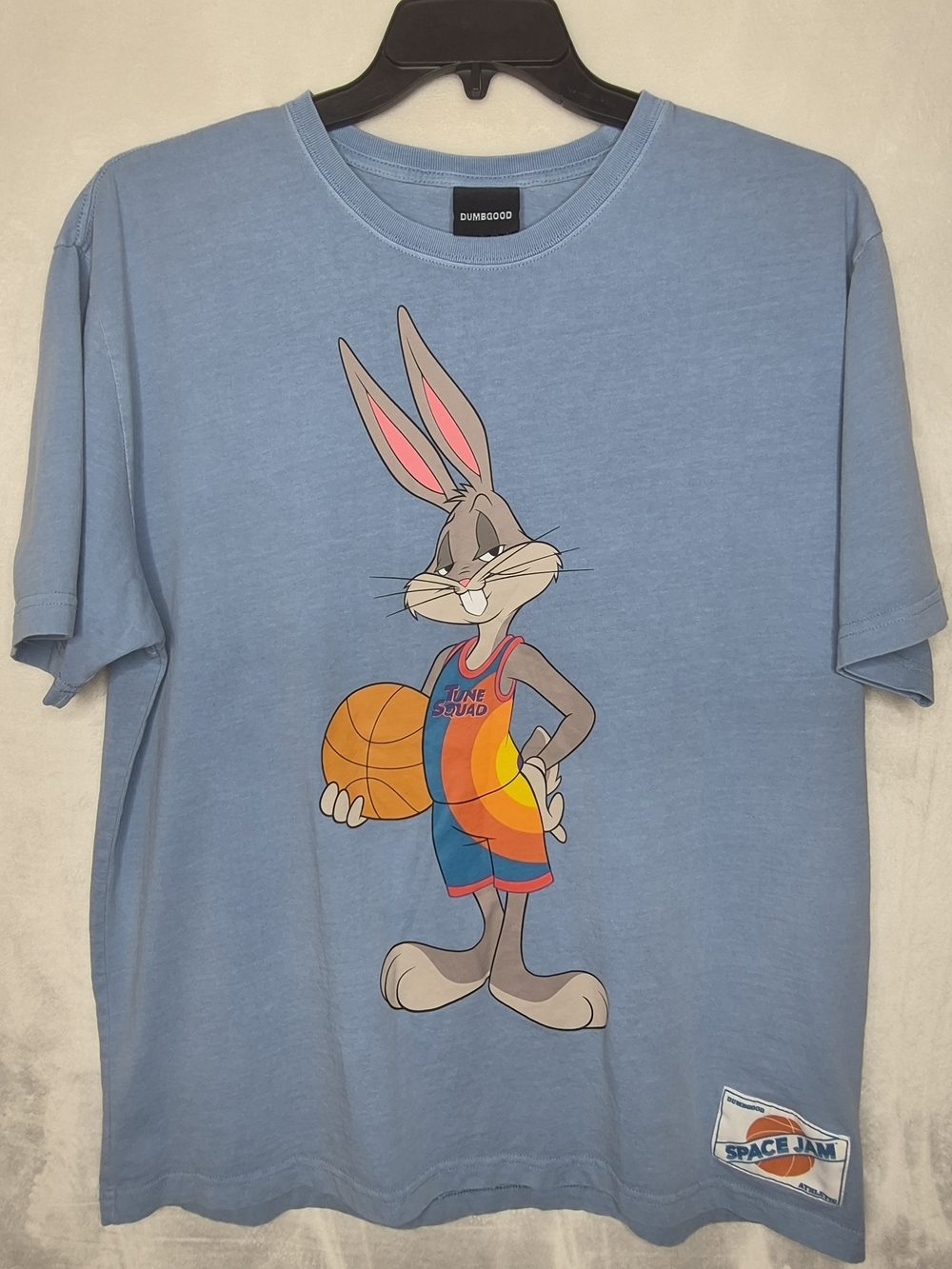 Dumbgood Space Jam Bugs Bunny Tune Squad Graphic Tee Shirt Blue Mens Medium